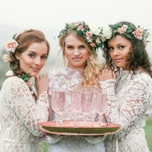 floral wreath for brides hair