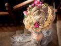 wedding hair style with floral crown